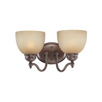 Westinghouse Lighting 6945200 Twolight Interior Wall Fixture Saddle Bronze Finish With Antique Amber Scavo Glass