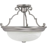 Capital Lighting 2717Mn Semi Flush White Faux Alabaster Glass Semi Flush Ceiling Light Fixture, 3-Light 180 Total Watts, 14