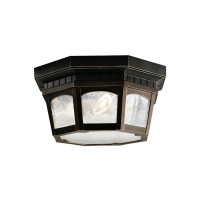 Kichler 9538Rz Courtyard Outdoor Ceiling 3-Light, Rubbed Bronze