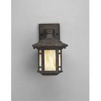 Progress Lighting P5628-46 1-Light Wall Lantern With Honey Art Glass And Mica Accent Panels, Weathered Bronze