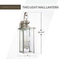 Generation Lighting 8468-965 Jamestowne Transitional Two - Light Outdoor Wall Lantern Outside Fixture, Antique Brushed Nickel Finish,Silver