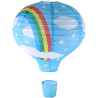 Gadget And Gift Zone - Rainbow Hot Air Balloon Ceiling Paper Lantern - Blue