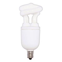 Satco S7264 5-Watt Candelabra Base T2 Mini Spiral, 2700K, 120V, Equivalent To 30-Watt Incandescent Lamp For Enclosed Fixtures