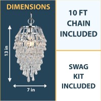 Af Lighting Chrystal Teardrop Pendant Light With Swag Kit, Clear Glass Drop Beads, And Chrome Finish For Plug-In Or Hardwire Installation In Home Or Office