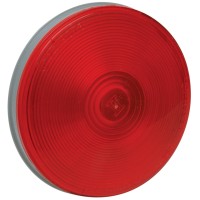 This 425inch round sealed light has a gray housing and red polycarbonate lens The 3prong GroteR type connector has locking tabs and a Torsion mount IIR bulb It features a corrosionresistant design specifically made for harsh environments of vibrations dir