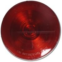 This 425inch round sealed light has a gray housing and red polycarbonate lens The 3prong GroteR type connector has locking tabs and a Torsion mount IIR bulb It features a corrosionresistant design specifically made for harsh environments of vibrations dir