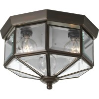 Progress Lighting P5788-20 Beveled Glass Close-To-Ceiling, 9-Inch Diameter X 7-Inch Height, Bronze