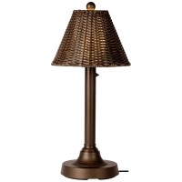 Patio Living Concepts 17227 Tahitti Table Lamp With Walnut Wicker Shade 30 Bronze