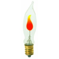 Satco S3761 120V 1/Card Petite Candelabra Base 2-3-Watt Flicker Bulb, Clear