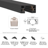 Wac Lighting H Track 120V Live End Power Feed Connector To Power Track From Either End For H Style 3Wire Track Systems In Black