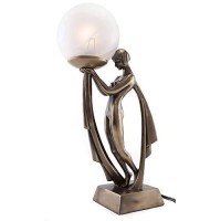 Top Collection Modern Art Deco Lady Lamp Statue - Decorative Table Lamp Sculpture In Premium Cold Cast Bronze- 16-Inch Collectible Beautiful Light Lighting Decor Goddess Figurine