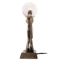 Top Collection Modern Art Deco Lady Lamp Statue - Decorative Table Lamp Sculpture In Premium Cold Cast Bronze- 16-Inch Collectible Beautiful Light Lighting Decor Goddess Figurine