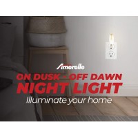 Amerelle Incandescent Night Light, 4 Pack - Plug In Dusk To Dawn Night Lights - Ideal For Dark Rooms In Your Home, Bathrooms And Bedrooms - 4W (Amertac)