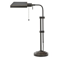 Product DescriptionTraditional brushed steel 1light table lamp This table lamp adjusts from 20 to 26inches in height Takes one 60watt medium base bulb not included or one medium based compact fluorescent bulb product 289595 Cal Lighting carries a wide sel