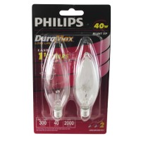 Philips 168252 Duramax Blunt Tip Decorative Candle Lamp Card Of 2 Bulbs 40 Watt