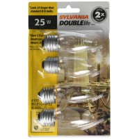 Sylvania Lighting 13331 25W B10 Dbl Life Bulb 4 Pack Clear