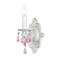 Crystorama 5021-Aw-Ro-Mwp Crystal Accents One Light Sconces From Sutton Collection In Whitefinish, 6.00 Inches