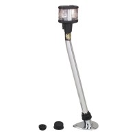 Certified for use on sail or power driven vessels under 20 meters 656 in length 2 NM visibility Black polymer and chromeplated zinc alloy top Chromeplated brass base StowAWay plugin type pole Waterproof cover for base that attaches to deck mounted retaine