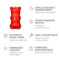 Gummygoods Squeezable Nursery Night Light For Kids, Babies, Toddlers, Portable & Cordless, W/ 60 Min Sleep Timer, Red