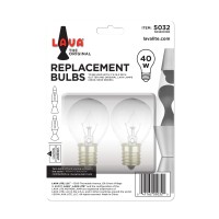 Lava 5032-6 40-Watt Replacement 2-Pack Brand 16.3 And 17 Inch Lamps Light Bulb, 2 Count (Pack Of 1), Clear