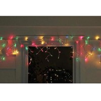 Sienna 150 Multi-Color Shimmering Mini Icicle Christmas Lights - 8.5 Ft White Wire