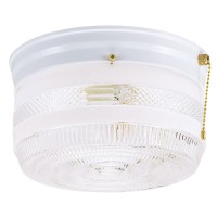 Westinghouse Lighting 6734500 Two-Light Flush-Mount Interior Ceiling Fixture With Pull Chain, White Finish With White And Clear Glass