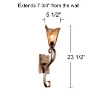 Franklin Iron Works Amber Scroll Rustic Wall Sconce Lighting Golden Bronze Metal Hardwired 23 1/2