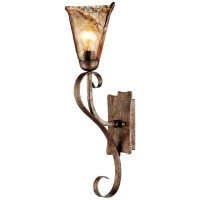 Franklin Iron Works Amber Scroll Rustic Wall Sconce Lighting Golden Bronze Metal Hardwired 23 1/2