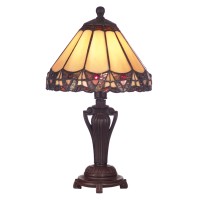 Dale Tiffany 8034/640 Peacock Accent Lamp, Antique Bronze And Art Glass Shade