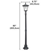 Sterno Home Gl23716Bk Outdoor Solar Led Street Light, For Patio, Post Light, Garden, 80