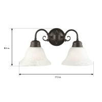 Design House 514471 Millbridge Wall Light Traditional 2Light Indoor Dimmable Light For Bathroom Hallway Foyer With Alabaster