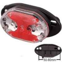 This taillight has 5 red LEDs and 3 modes It is also has a reflective lens It has a screwback mount to be screwed on to a bicycle carrier It does not have a standard circular mount Runs with 2 AAA batteries included