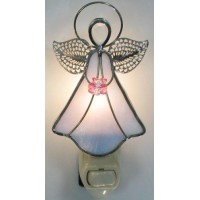 Stained Glass Angel Night Light - White