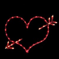 Northlight Lighted Red Valentines Day Heart Bow And Arrow Window Silhouette Decoration, 18