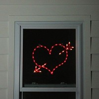 Northlight Lighted Red Valentines Day Heart Bow And Arrow Window Silhouette Decoration, 18