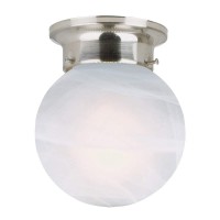 Design House 511592 Millbridge Traditional 1-Light Indoor Flush Mount Ceiling Light Dimmable Alabaster Glass For Bedroom Dining Room Kitchen, Satin Nickel