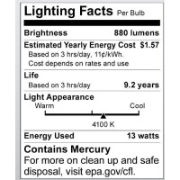 Satco S8208 13 Watt 60 Watt 880 Lumens Mini Spiral Cfl Bright White 4100K Gu24 Base Light Bulb