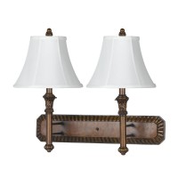 Cal Lighting LA60004W2L1 Transitional Two Light Wall Lamp from Hotel collection in Bronze Dark finish 1200 inches Two Light Wall Lamp from the Hotel collection Transitional Two Light Wall Lamp from Hotel collection in Antique Walnut finish 1200 inches