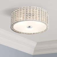 Possini Euro Design Crystal Strands Modern Ceiling Light Flush-Mount Fixture 15 3/4