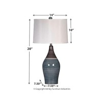 Signature Design By Ashley Niobe Glazed Ceramic Table Lamp, 2 Count, 28, Multicolored & Gray