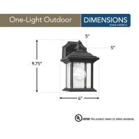 Sea Gull Lighting 85200-12 Wynfield One-Light Outdoor Wall Lantern With Clear Beveled Glass Panels, Black Finish