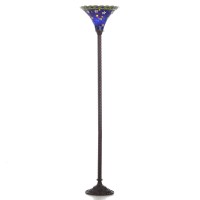 Warehouse Of Tiffany Ps228Db+Bb75B Tiffany-Style Blue Star Torchiere, Blue