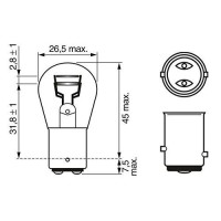 Bosch P21/5W (380) Pure Light Car Light Bulbs - 12 V 21/5 W Bay15D - 2 Bulbs