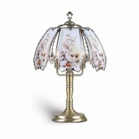 Ore International K303 Glass Hummingbird Scene Touch Lamp, Brushed Gold