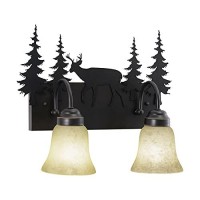 Bryce 2 Light Bronze Rustic Deer Bathroom Vanity Fixture