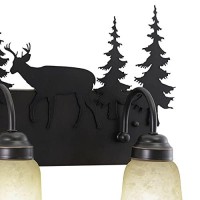 Bryce 2 Light Bronze Rustic Deer Bathroom Vanity Fixture