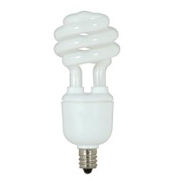 Satco S7361 9-Watt Candelabra Base T2 Mini Spiral, 2700K, 120V, Equivalent To 40-Watt Incandescent Lamp For Enclosed Fixtures