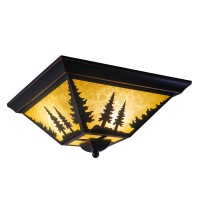 Vaxcel Yosemite Bronze Rustic Tree Square Indoor Outdoor Flush Mount Ceiling Light