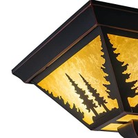 Vaxcel Yosemite Bronze Rustic Tree Square Indoor Outdoor Flush Mount Ceiling Light