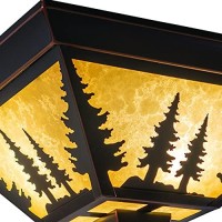 Vaxcel Yosemite Bronze Rustic Tree Square Indoor Outdoor Flush Mount Ceiling Light